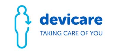 Logotipo Devicare "taking care of you" en color